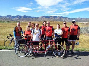 Eyecycle photo of group with mountains in the distance